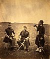Two French Zouaves officers and one private in 1855