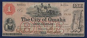 USA, Nebraska Territory, $1 City of Omaha 1857 Banknote II, obverse