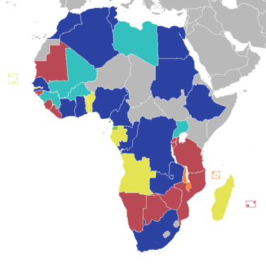 Africa map - Africa Cup of Nations performances