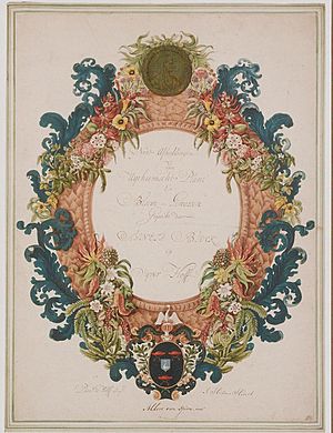 Albert van Spiers - A floral frontispiece with a portrait medallion of Agnes Block