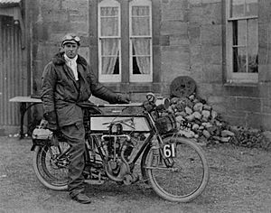 Anthony Frederick Wilding on a motorcycle