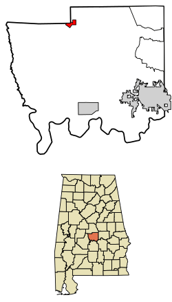 Location of Billingsley in Autauga County, Alabama.