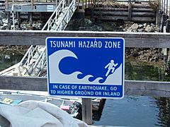 Bamfield Tsunami Hazard Zone sign