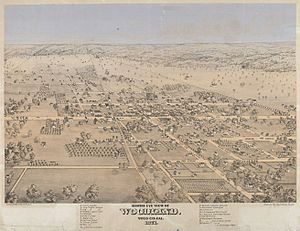 Bird's-eye view of Woodland 1871
