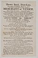 Bodleian Libraries, Playbill of Drury Lane Theatre, Tuesday, March 10, 1795, announcing The merchant of Venice &c.