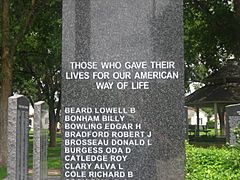 Closeup of Veterans Memorial in Dalhart, TX IMG 0560