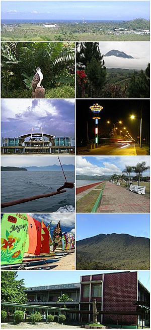 From top, left to right: Malita, Philippine Eagle Center, Mount Apo, Tagum, Panabo, Davao Gulf, Mati, Samal, Mount Hamiguitan, Digos
