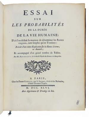 Deparcieux - Essai sur les probabilités, 1746 - 145