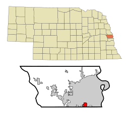 Location of Ralston within Nebraska and Douglas County