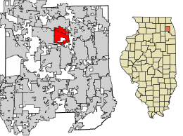 Location of Glendale Heights in DuPage County, Illinois.