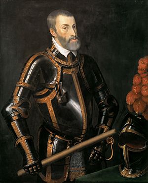 Profile view of Carlos V of Spain and Germany at 17 years of age