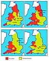 English civil war map 1642 to 1645