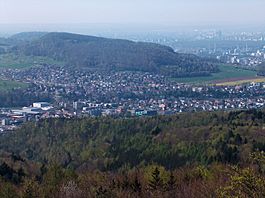 A view over Frenkendorf from lookout at the top of Schleifenberg, Liestal