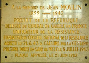 Jean Moulin commemorative plate, Metz