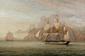 John Christian Schetky, HMS Amelia Chasing the French Frigate Aréthuse 1813 (1852)