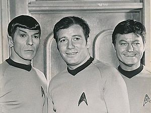 Leonard Nimoy William Shatner De Forest Kelley Star Trek 1969 cropped