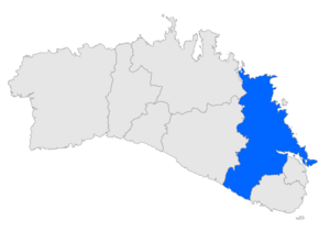 Localització de Maó respecte de Menorca