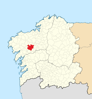 Location of the municipality of Santiago de Compostela within Galicia