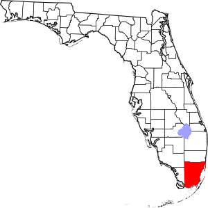 Map of Florida highlighting Miami-Dade County
