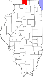 Map of Illinois highlighting Winnebago County