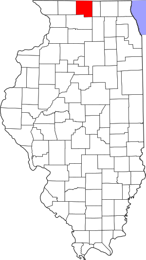 Map of Illinois highlighting Winnebago County
