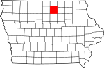 State map highlighting Cerro Gordo County