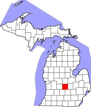 Map of Michigan highlighting Clinton County