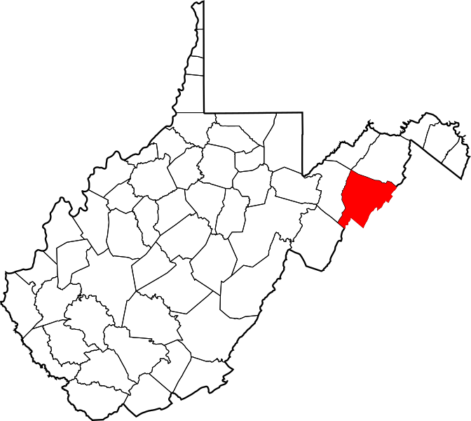 Image Map of West Virginia highlighting Hardy County