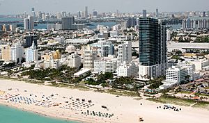 Southern portion of Miami Beach with downtown Miami in background