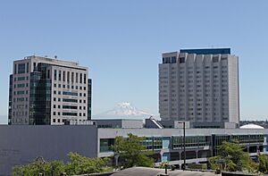 Mount Rainier, Tacoma Financial Center and Murano Hotel