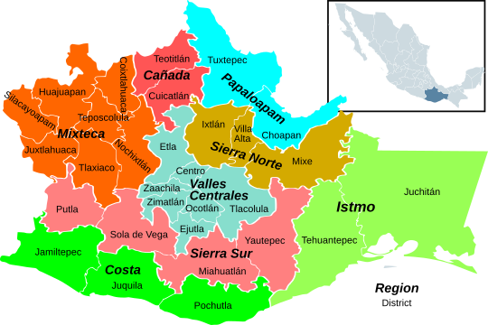 Oaxaca regions and districts