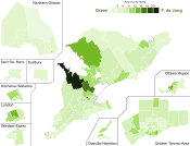 Ontario general election, 2007 results by riding - Green Party strength