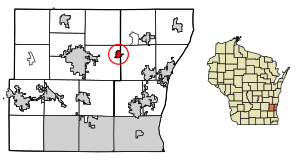 Location of Newburg in Ozaukee/Washington County, Wisconsin.
