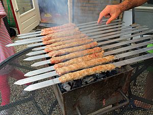 Persian kebab barbequed in skewers bbq Iran