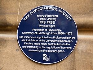 Plaque to Mary Pickford, Physiologist, at University of Edinburgh