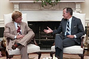 President George H. W. Bush and Robert Redford