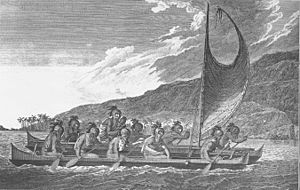 Priests traveling across kealakekua bay for first contact rituals
