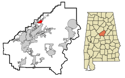 Location in Shelby County and the state of Alabama