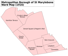 St Marylebone Met. B Ward Map 1916