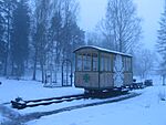 The reconstructed cabin of horse tram in Baldone 01