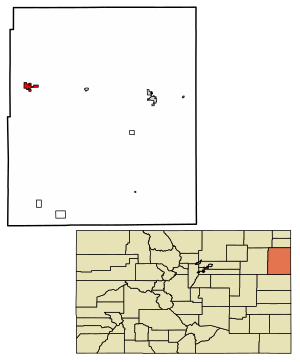 Location of the City of Yuma in Yuma County, Colorado.