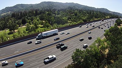 Aerial view of I680 passing through Alamo near Hap Magee Ranch Park
