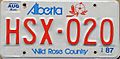 Alberta license plate 1987