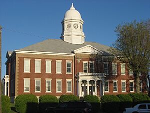 Ballard County Courthouse from west at sunset