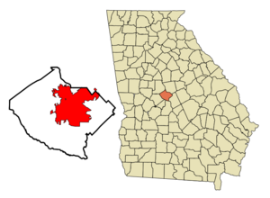 Bibb County Georgia Incorporated and Unincorporated areas Macon Highlighted