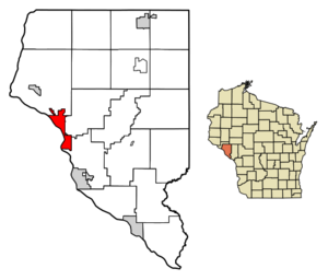 Location of Alma in Buffalo County, Wisconsin.
