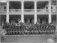 Carlisle Indian School Band Seated on Steps of a School Building, Carlisle, Pennsylvania, 1915 - NARA - 518927
