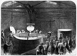 Casting a marine engine cylinder at the Etna Iron Works, 1866