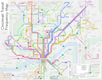 Cincinnati Trânsito de Frequência Mapa