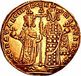 Constantine VII with Romanos I (reverse)